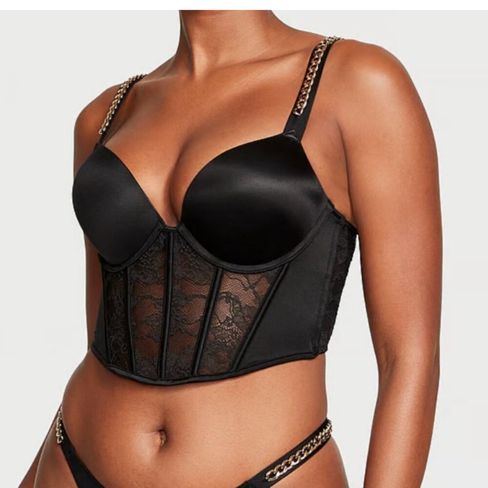 Victoria's Secret Bombshell Add-2-Cups Chain Strap Corset Top and panties
